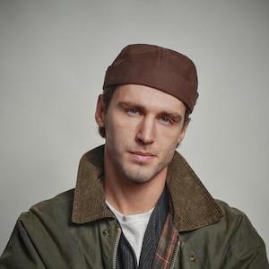 DOCKER Lightweight Cotton Beanie Cap Soft Breathable Dock Hat Sailor Leon Style Spring Summer Watch Cap Above Ear Fit BROWN