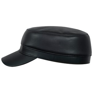 AMUR echt leer Ranger Cap Patrol Jockey Duty Trucker Sport Snapback Jagen Effen Baseball Cadet Tactical Army Military Peaked ZWART