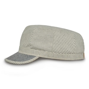 ENGINEER Linen and Cotton Utility Cover Eight-Pointed Utility Cap Army Fatigue Combat Veteran Trucker Raider Military Bike Hat WHITE-GRAY