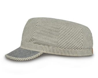 Casquette utilitaire ENGINEER en lin et coton à huit pointes, style militaire, pour vétérans de combat, routiers, motards et autres, blanc-gris