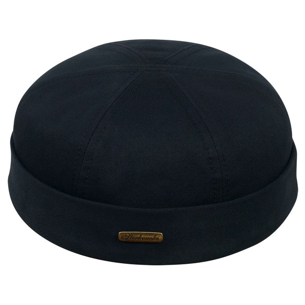 DOCKER Cotton Beanie Cap Dock Worker Style Softened Emerized Fabric Skull Navy Watch Longshoreman Sailor Trawler Leon Summer Hat BLACK