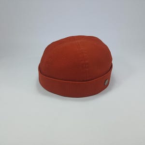 SALE-DOCKER Panama Cotton-Beanie Cap Soft Breathable Dock Hat Sailor Leon Style Longshoreman Spring Summer Watch Cap Above Ear Fit BRICK ReD