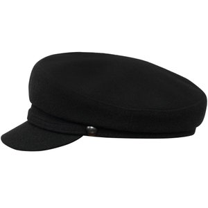 PIREUS Melton Wool Greek Fisherman Breton Cap Sailor Captains Nautical Skipper Seaman Mariner Boatman Seafarer Yachtsman Peaked Hat BLACK