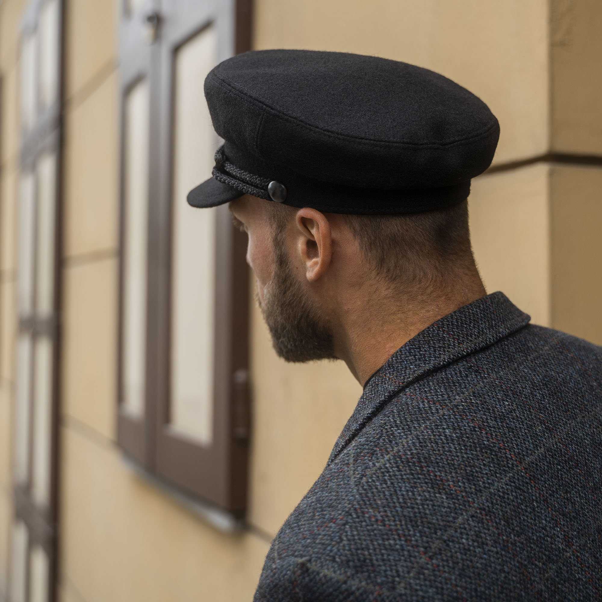 MACIEJOWKA MODEL 3 Wool Cloth Traditional Polish Peaked Twine Cap Breton Greek  Fisherman Captains Sailor Skipper Cabby Fiddler Hat BLACK -  Israel