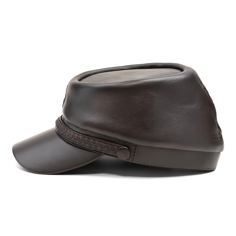 PATRIOT Genuine Leather American Civil War Kepi Secession Confederate Union Army Military Officers Collect Foreign Legion Hat BROWN image 1