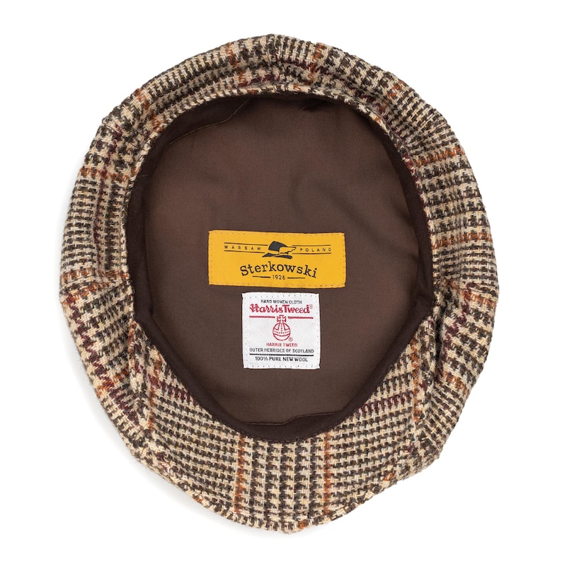 Peaky Stil Harris Tweed Mütze | 8-Panel Newsboy Cap | Große Krone Wollhut Beige- warme und bequeme Mütze aus originalem Harris Tweed Bild 7
