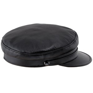 TRAWLER mütze mit schirm, echtes Leder, männer mütze, frauen mütze SCHWARZ
