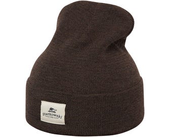 BRASS MONKEY Extra Fine Merino Wool Beanie Warm Knit Cap Winter Hat Minimalist Docker Skull Bonnet Streetwear Lightweight Timeless BROWN