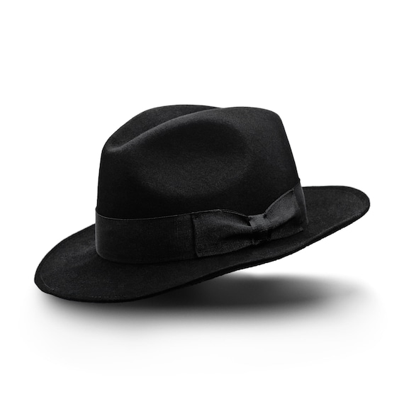 Cappello Trilby In Feltro Di Lana - Made In Italy - Taglia 57 Cm, Colore Nero, Tesa 4.5 Cm, Cupola 10.5 Cm - 4