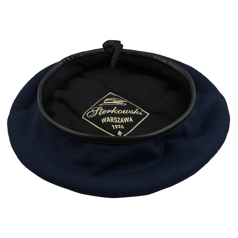 Wool Cloth Parachute Brigade Historical Beret Military Polish Army Sewn Men's Reservist Large Crown Beatnik NAVY BLUE image 2