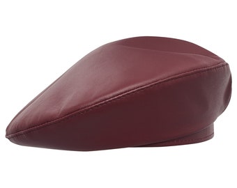 SALE - REBEL Leather Artist Bohemian Retro Beret French Style Military Army Boy Scout Reservist Autumn Sewn Skin Large Crown MAROON