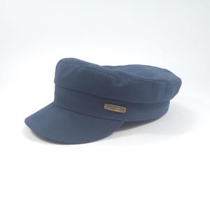 SALE-TRAWLER Cotton-Breton Fisherman Cap Sailor Captains Nautical Skipper Seaman Mariner Boatman Airy Lightweight Spring Summer Peaked BLUE