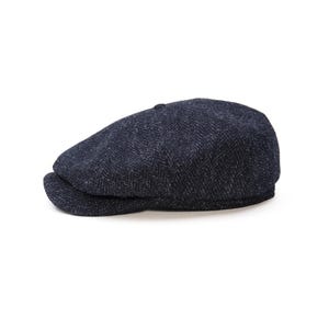 RAMBLER Harris Tweed Applejack Mütze | Klassische 4-Panel Newsboy Cap Gefüttert Warm Atmungsaktiv Für Sie & Ihn SCHWARZ-ANTHRAZIT