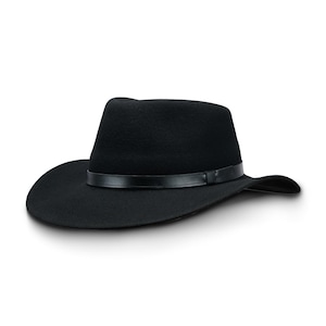 Kapelusz fedora SHARPS z filcu wełnianego z łezką i dużym rondem, klasyczny jazzowy boho, gangsterski, gangsterski, elegancki, trilby, kowbojski, western, z szerokim rondem, czarny