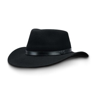 Cappello Da Cowboy In Feltro Per Bambini – Tesa Larga – 2-6 Anni – Nero Con Cinturino Stelle
