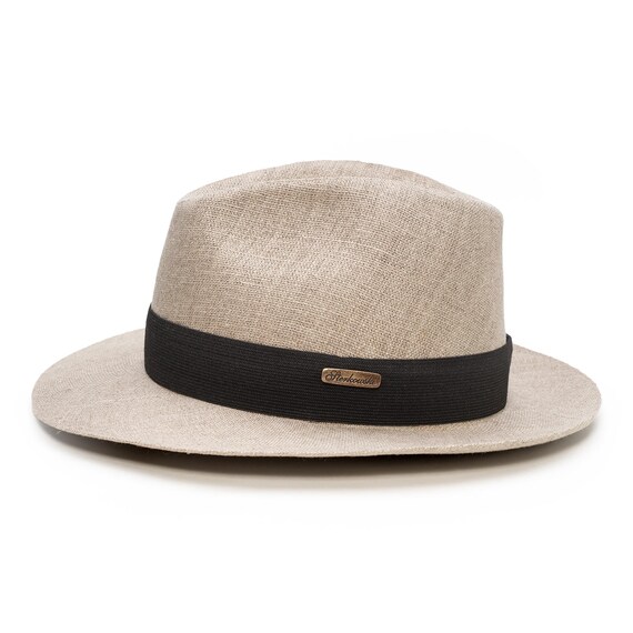 Linen Large Brim Sun Protection Airy Summer Fedora Hat for 