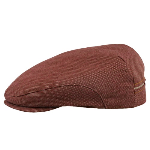 DERBY Linen and Cotton Ivy League Flat Cap Breathable Mesh Lining Summer Spring Vented Sun Protection Beach Festival Bunnet English BROWN