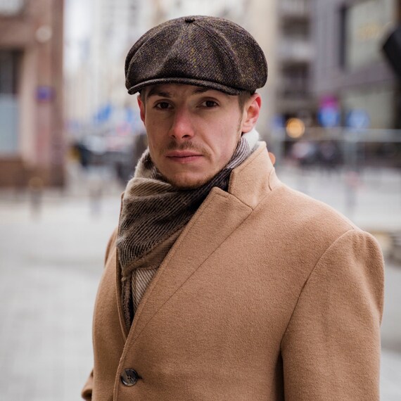 Peaky Blinders メンズ 8 ピース「ニュースボーイ」スタイル フラットキャップ ウール グレーウールニュースボーイキャップ 、ピーキーブラインダーズスタイル、ギャツビーハット、メンズ、レディース、ヴィンテージベイカーボーイフラットキャップ、冬用ハンドメイド ... Peaky Blinders メンズ 8 ピース「ニュースボーイ」スタイル フラットキャップ ウール