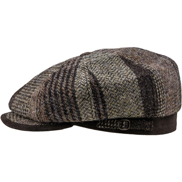 MALONE Genuine Scottish Harris Tweed Pure Wool  Cap Baker Boy Newsboy Applejack Paper Poorboy  Gangster Irish Hat BROWN