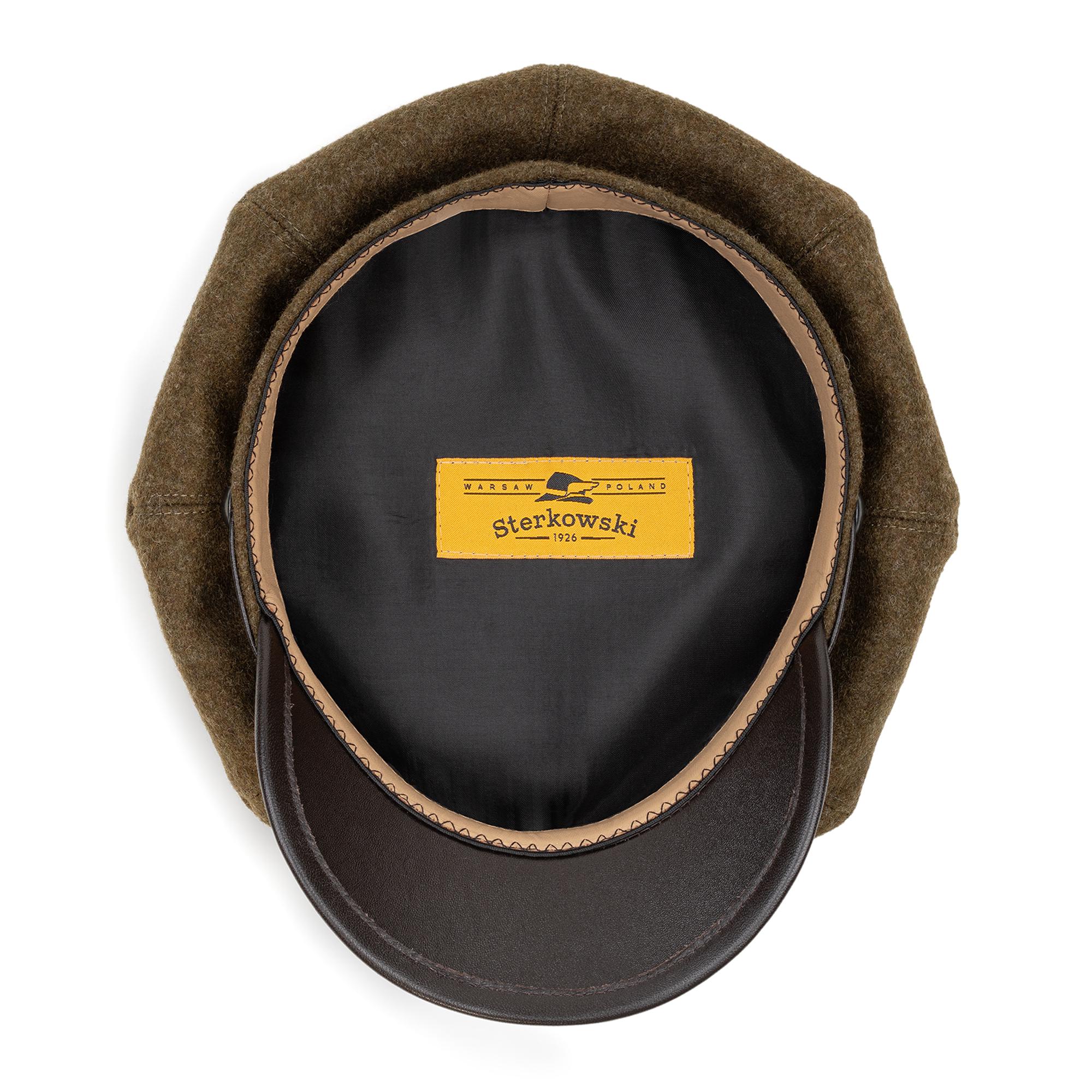 MOTO Motorcycle Biker Peaked Cap Wool Cloth Leather Brim