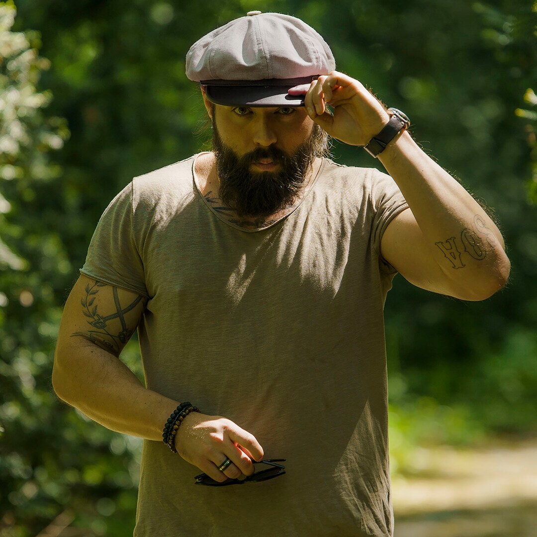 GAVROCHE Linen Leather Balloon 8 Panels Summer Cap Visor