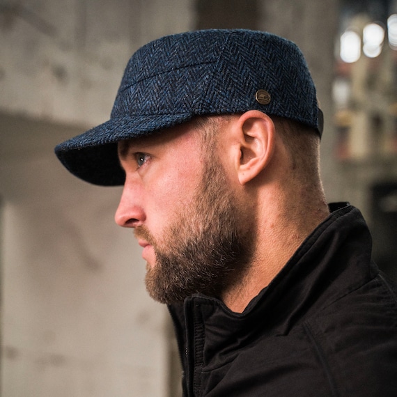 Yuyeran Adjustable Flat Top Baseball Cap – Unisex Military Style Twill Cadet Cap, Dark Blue (Large)