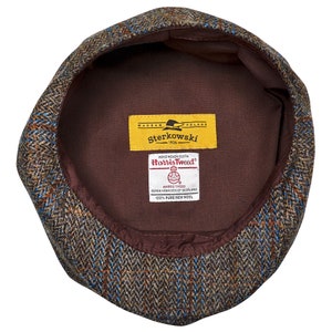 PEAKY Genuine Scottish Harris Tweed 8 Panel Newsboy Cap Apple Bandit Hooligan Large Crown Golf Hat Wool BROWN-bLUE image 5