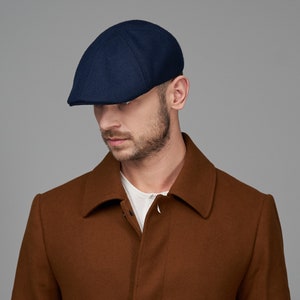 RUSTY Wool Duckbill Mens Flat Cap Cabbie  Cabby Driving Bicycle  Dai Duffer Joao's Bunnet Crook Cheese-Cutter Scally BLUE