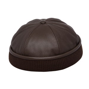 LEON Leder Docker Mütze Vintage Seemannmütze Bandit Fischermütze