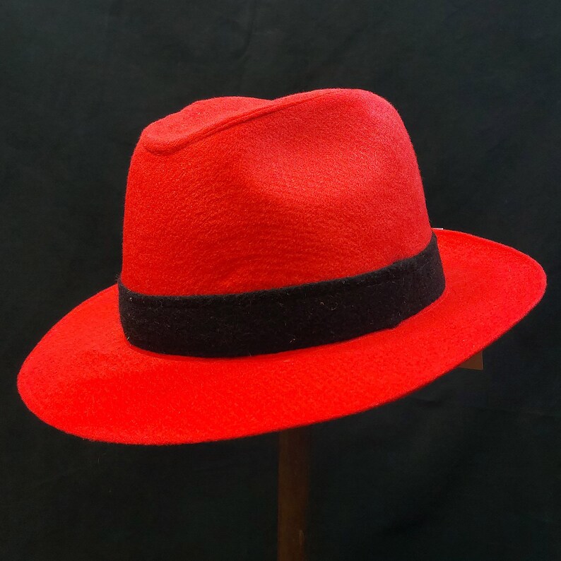 OUTLET BOSSANOVA 59cm Women/'s Hat Classic Fedora 100/% Wool Sewn Red Hat Vintage Style Wide Brim Water Repellent Wide Brim