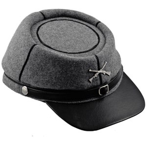 BLUE AND GRAY Wool Kepi Cap American Civil War Leather Visor Secession Confederate Union Army Military Headgear Foreign gRAY-bLACK image 3