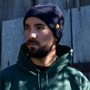 KINGFISH Cashmere Merino Wool Beanie Soft Warm Winter Hat Slouchy Knit Cap Skull Docker Bonnet Tuque Stevedore Breathable Premium DARK BLUE