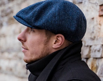 PEAKY Genuine Authentic Scottish Harris Tweed Panel Newsboy Cap