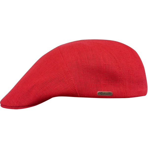 IVY FIVE gorra plana inglesa de verano confeccionada en 100% lino ROJO