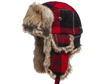 Bûcheron véritable Harris Tweed écossais aviateur Chapka pilote bûcheron Ushanka bûcheron Sherpa abatteur de bois chapeau de bûcheron ROUGE