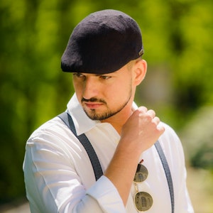 IVY FIVE Linen English 5 Panels Summer Men Flat Cap Sixpence Vergon Derby Irish Newsboy Golf Duckbill  Bicycle Paddy Airy BLACK