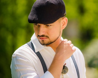IVY FIVE Linen English 5 Panels Summer Men Flat Cap Sixpence Vergon Derby Irish Newsboy Golf Duckbill  Bicycle Paddy Airy BLACK