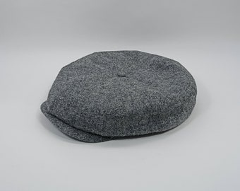 63cm Harris Tweed Echte Schottische 8 Panels Zeitungsjunge Spitzenmütze Applejack Bandit Hooligan Gangster Herbst Hut MID GREY