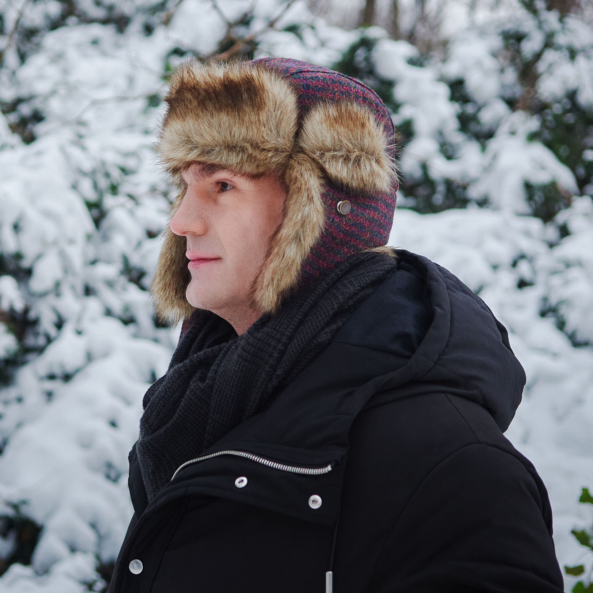 SALE - LUMBERJACK Genuine Scottish Harris Tweed Aviator Chapka