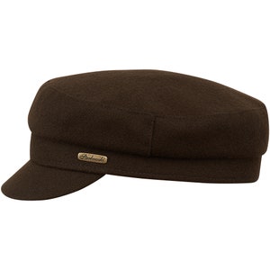 FIDDLER Wool Cloth Jewish Peaked Cap Sailor Greek Fisherman Boatman Mariner Barge Urban Winter Cab Driver Milkman Fall Hat BROWN