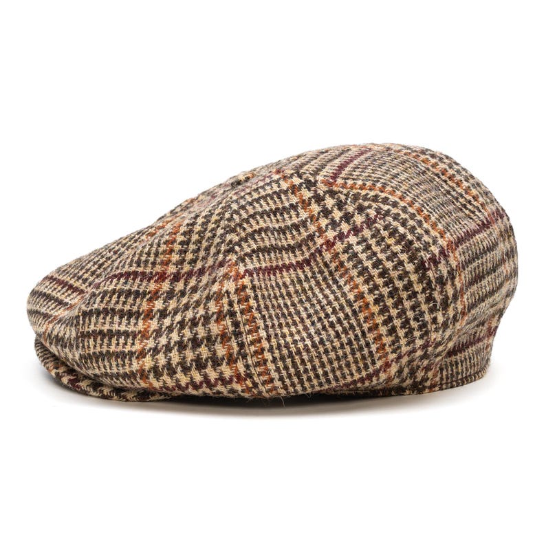 Peaky Stil Harris Tweed Mütze | 8-Panel Newsboy Cap | Große Krone Wollhut Beige- warme und bequeme Mütze aus originalem Harris Tweed Bild 3