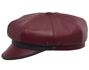 HARLEY gorra de hombre de piel natural ROJA
