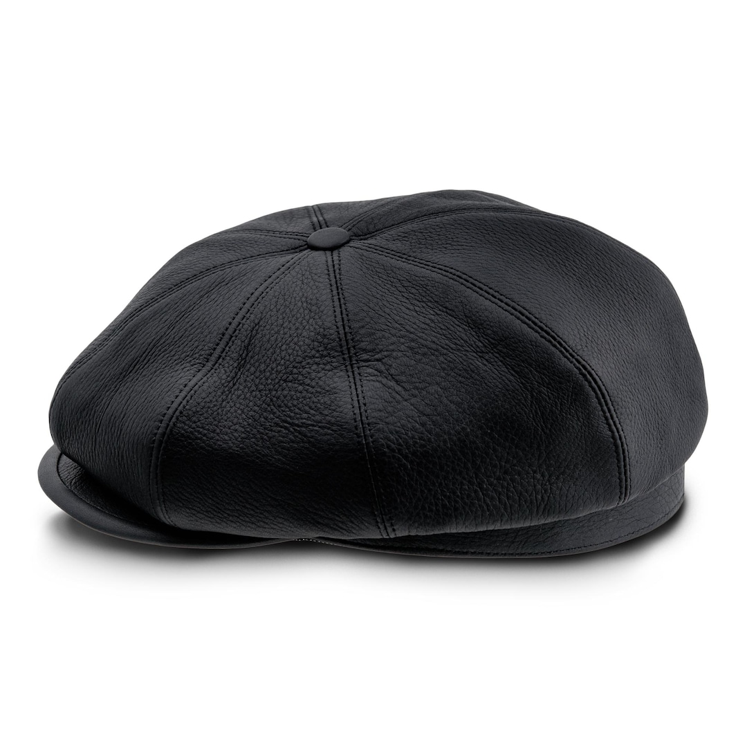 BRIAN Natural Leather Flat Cap 8 Panels Brian Irish Newsboy  display picture 1