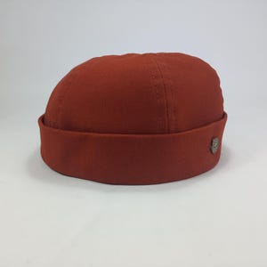 SALE-DOCKER Panama Cotton-Beanie Cap Soft Breathable Dock Hat Sailor Leon Style Longshoreman Spring Summer Watch Cap Above Ear Fit BRICK ReD