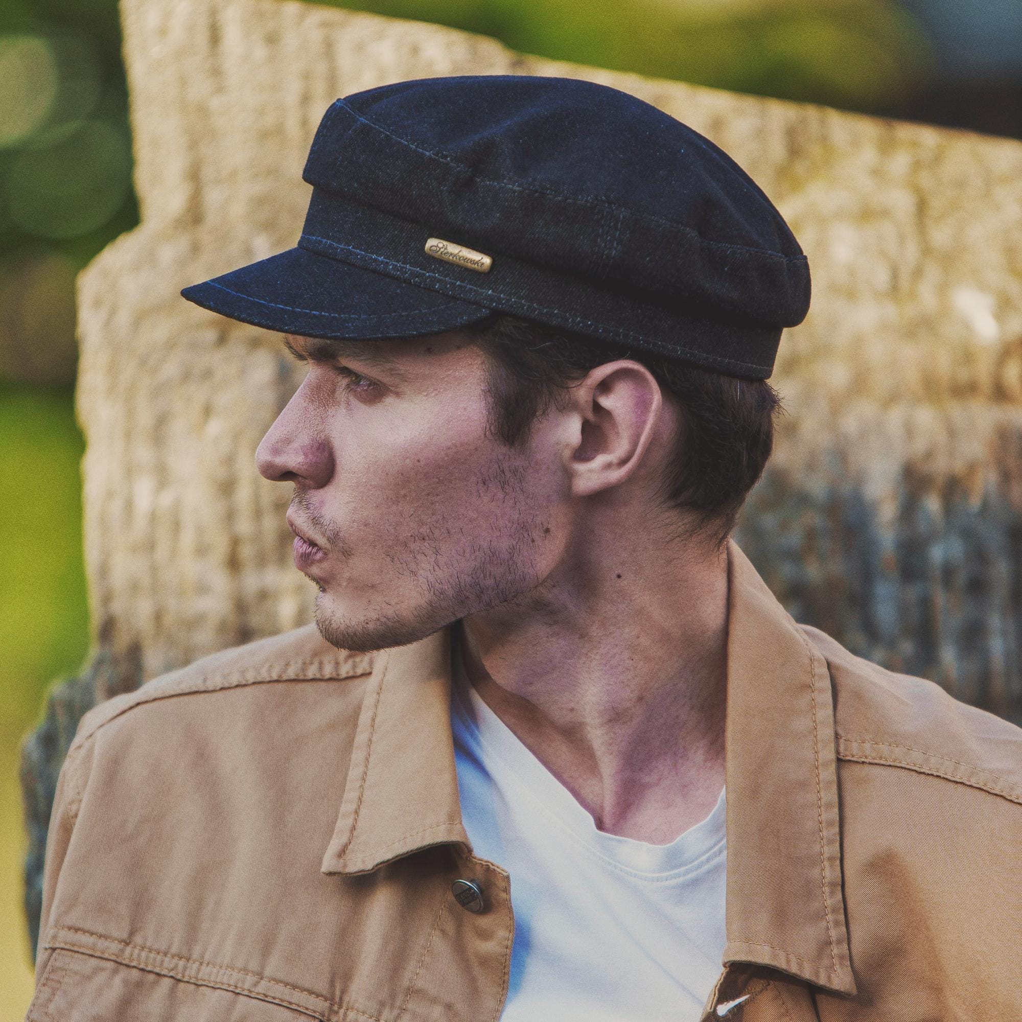 帽子 Wool Felt Fisherman Cap TRAWLER Denim Breton Fisherman Cap Sailor Captains Nautical