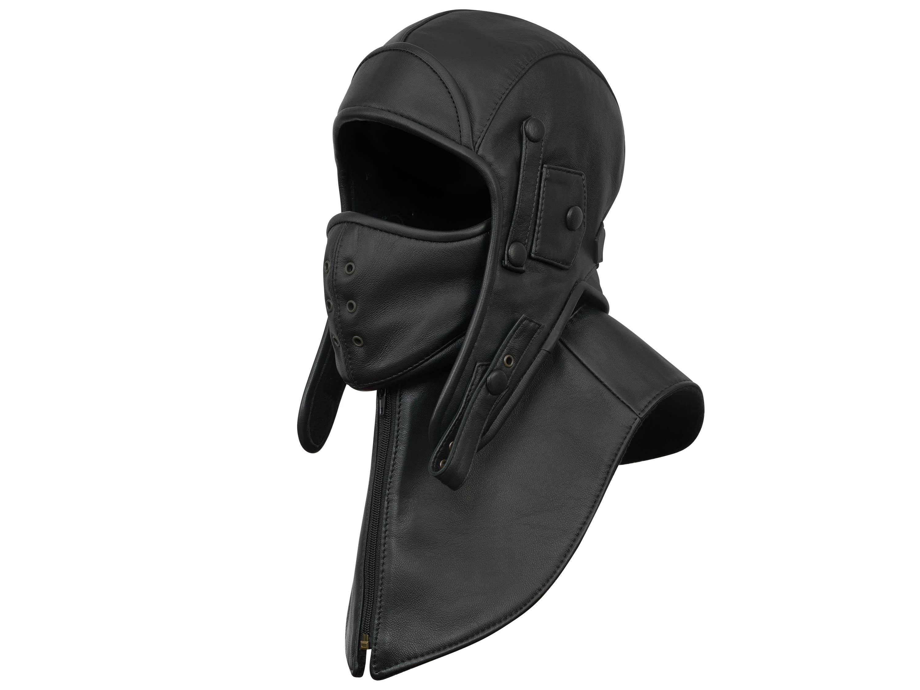 Black Leather Aviator Hat | Genuine Leather Aviator Cap - Cote Cuir