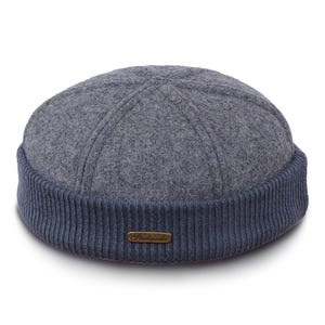 NAVY WATCH Wool Cloth Dock Worker Beanie Stevedore Longshoreman Cap with Ribbing Sailor Trawler Military Docker Winter Sock Skull Hat GRAY