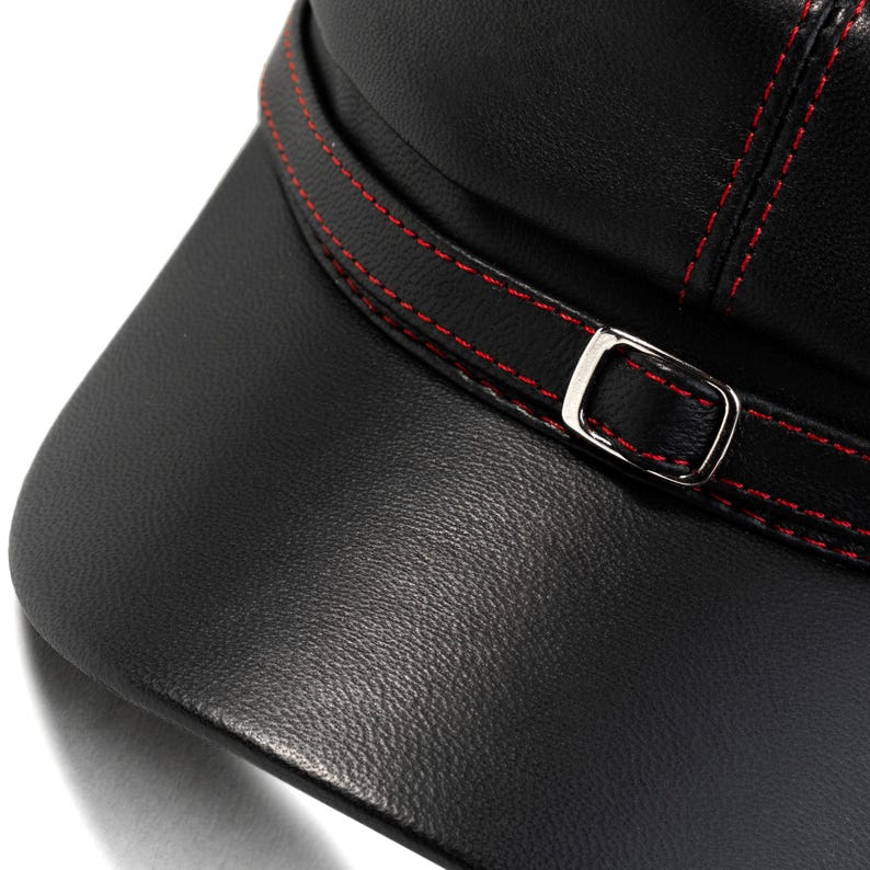 BUFFALO Leather Kepi Cap American Civil War Secession Confederate Union Army Military Officers Collectible Foreign Legion BLACK-RED image 5