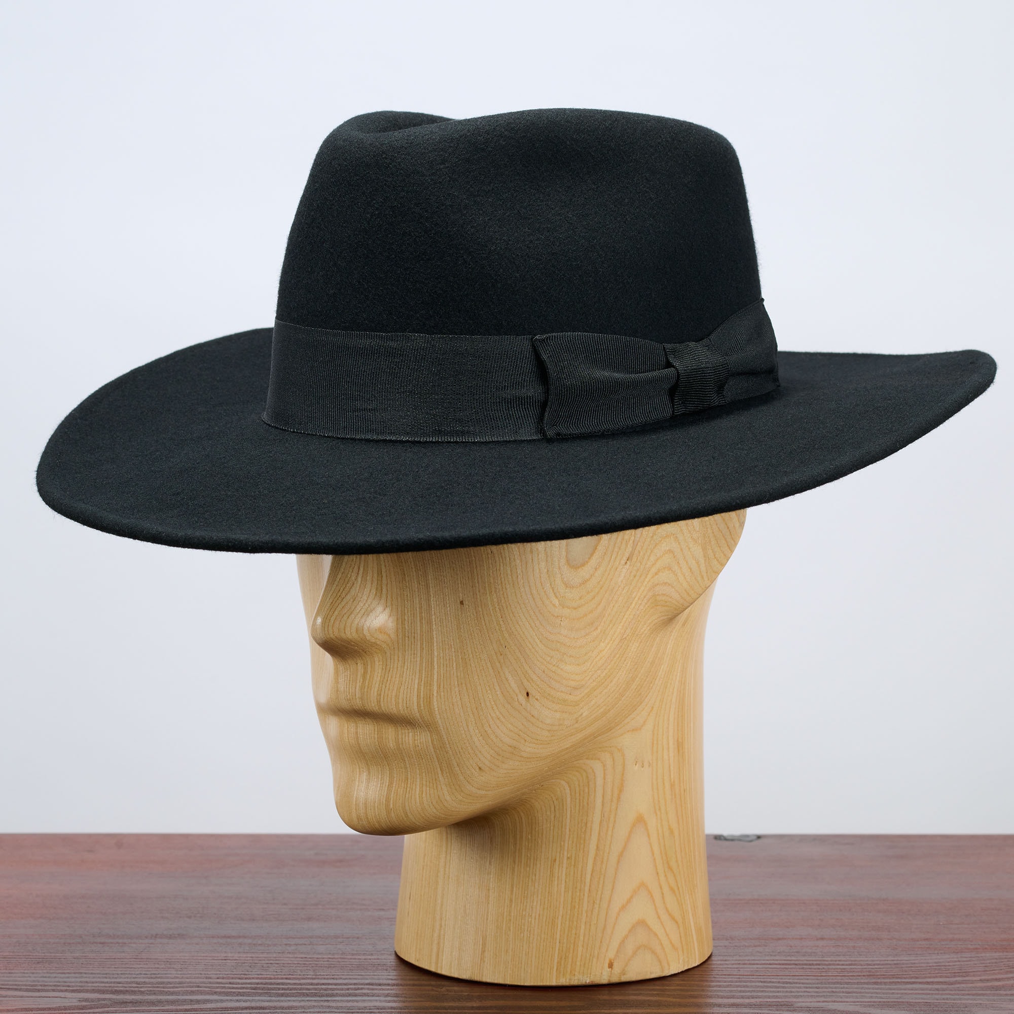 CHICAGO Wool Felt Teardrop Fedora Top Wide Brim Gambler Hat 