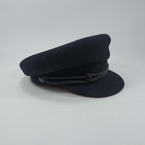 SALE!-MACIEJOWKA 53cm MODEL 3 Wool Cloth Traditional Polish Peaked Twine Cap Breton Greek Fisherman Captains Sailor Nautical Skipper BLaCK